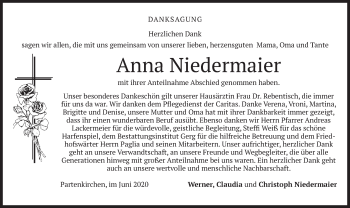 Todesanzeige von Anna Niedermaier von merkurtz