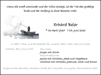 Todesanzeige von Erhard Beier von merkurtz