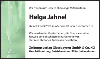 Todesanzeige von Helga Jahnel von merkurtz