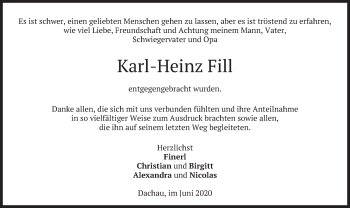 Todesanzeige von Karl-Heinz Fill von merkurtz