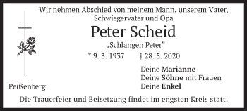 Todesanzeige von Peter Scheid von merkurtz
