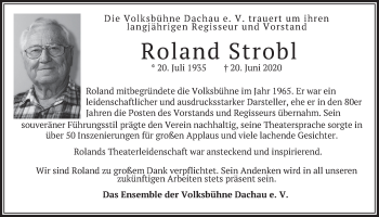Todesanzeige von Roland Strobl von merkurtz