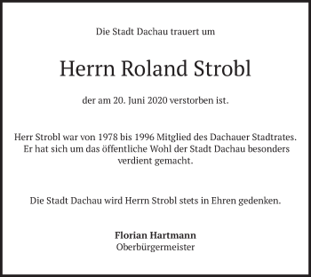 Todesanzeige von Roland Strobl von merkurtz