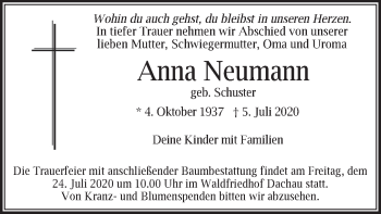 Todesanzeige von Anna Neumann von merkurtz