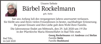 Todesanzeige von Bärbel Rockelmann von merkurtz