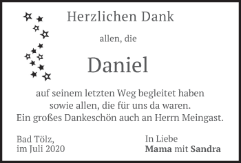 Todesanzeige von Daniel  von merkurtz