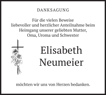 Todesanzeige von Elisabeth Neumeier von merkurtz