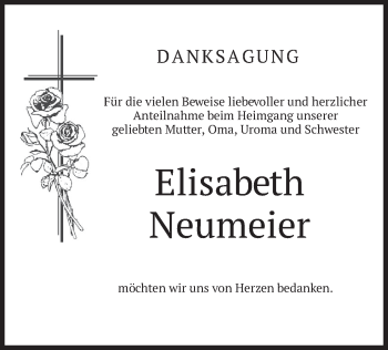 Todesanzeige von Elisabeth Neumeier von merkurtz