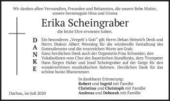 Todesanzeige von Erika Scheingraber von merkurtz
