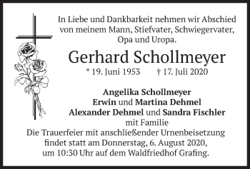 Todesanzeige von Gerhard Schollmeyer von merkurtz