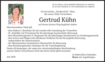 Todesanzeige von Gertrud Kühn von merkurtz