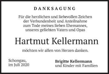 Todesanzeige von Hartmut Kellermann von merkurtz