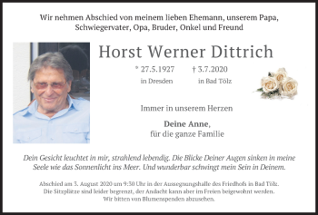 Todesanzeige von Horst Werner Dittrich von merkurtz