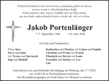 Todesanzeige von Jakob Portenlänger von merkurtz