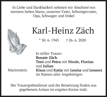 Todesanzeige von Karl-Heinz Zäch von merkurtz