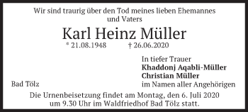 Todesanzeige von Karl Heinz Müller von merkurtz