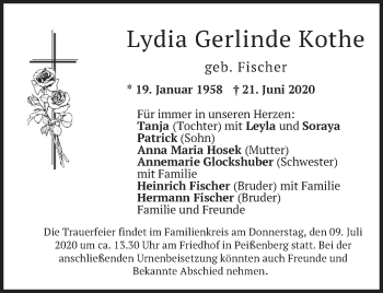 Todesanzeige von Lydia Gerlinde Kothe von merkurtz
