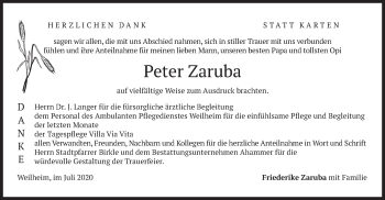 Todesanzeige von Peter Zaruba von merkurtz