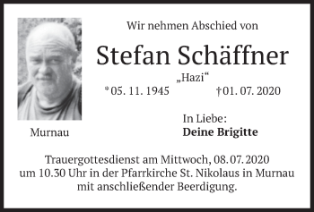 Todesanzeige von Stefan Schäffner von merkurtz