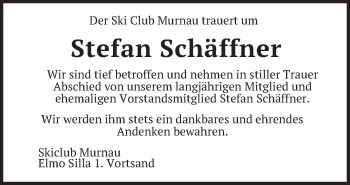Todesanzeige von Stefan Schäffner von merkurtz