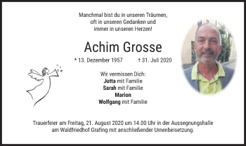 Todesanzeige von Achim Grosse von merkurtz