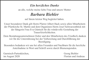 Todesanzeige von Barbara Biehler von merkurtz