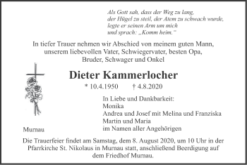 Todesanzeige von Dieter Kammerlocher von merkurtz