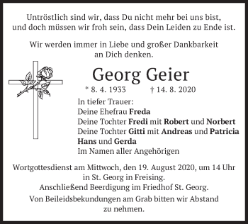 Todesanzeige von Georg Geier von merkurtz