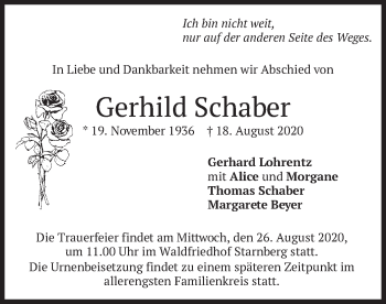 Todesanzeige von Gerhild Schaber von merkurtz