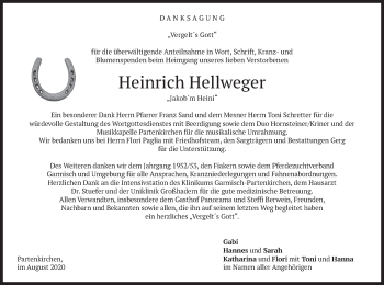 Todesanzeige von Heinrich Hellweger von merkurtz