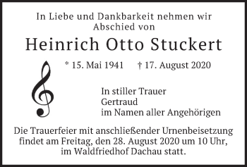 Todesanzeige von Heinrich Otto Stuckert von merkurtz