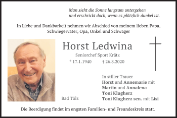 Todesanzeige von Horst Ledwina von merkurtz