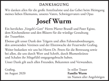 Todesanzeige von Josef Wurm von merkurtz