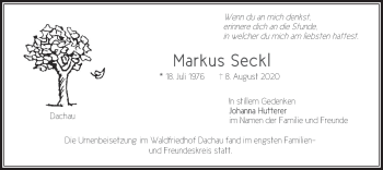 Todesanzeige von Markus Seckl von merkurtz