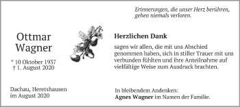 Todesanzeige von Ottmar Wagner von merkurtz