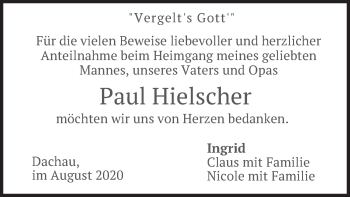 Todesanzeige von Paul Hielscher von merkurtz