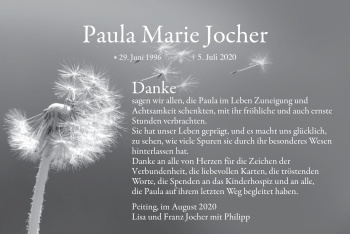 Todesanzeige von Paula Marie Jocher von merkurtz