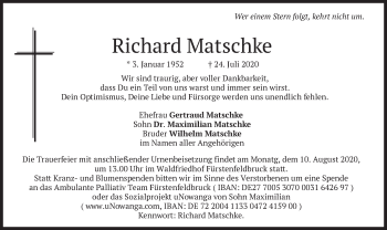 Todesanzeige von Richard Matschke von merkurtz