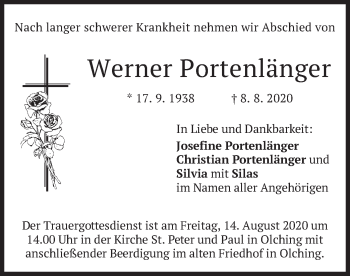 Todesanzeige von Werner Portenlänger von merkurtz