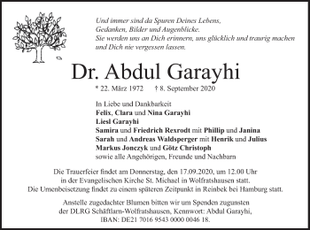 Todesanzeige von Abdul Garayhi von merkurtz