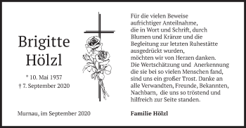 Todesanzeige von Brigitte Hölzl von merkurtz