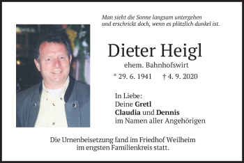 Todesanzeige von Dieter Heigl von merkurtz
