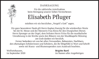 Todesanzeige von Elisabeth Pfluger von merkurtz