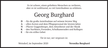 Todesanzeige von Georg Burghard von merkurtz