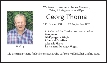 Todesanzeige von Georg Thoma von merkurtz