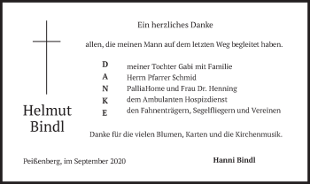 Todesanzeige von Helmut Bindl von merkurtz