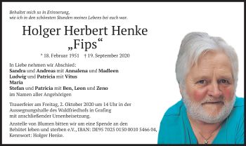 Todesanzeige von Holger Herbert Henke von merkurtz