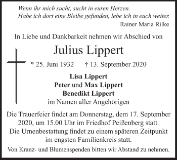 Todesanzeige von Julius Lippert von merkurtz