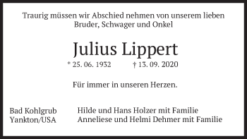 Todesanzeige von Julius Lippert von merkurtz