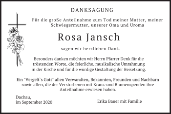 Todesanzeige von Rosa Jansch von merkurtz